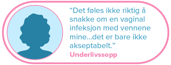 "Det føles ikke riktig å snakke om en vaginal infeksjon med vennene mine…det er bare ikke akseptabelt." Underlivssopp.